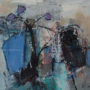 Blue pots and purple